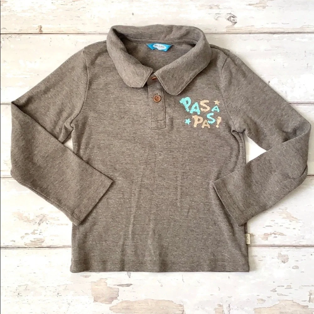 Boys 4T Gray Polo Shirt Long Sleeve Cotton Blend Kids Toddler Gymboree Kids Sz 4